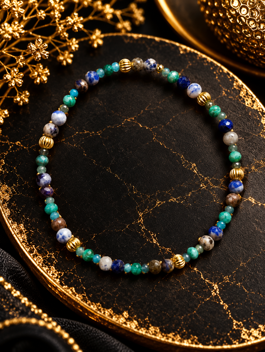 Bransoletka Lapis Lazuli & Chryzokola – Głębia Oceanu